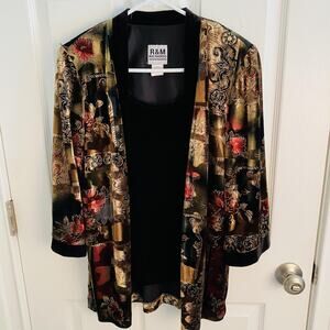 vtg R&M Richards Jacket Tank Set Womens 10 Multicolor Floral Velvet Burnout top